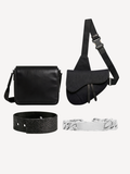 Black Leather Messenger & Black Leather Bracelet & Silver Bracelet + Any Bag Of Your Choice